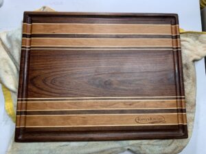 Bubinga, Maple, Walnut & Cherry cutting board