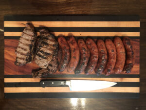 Padauk, Walnut & Maple cutting board